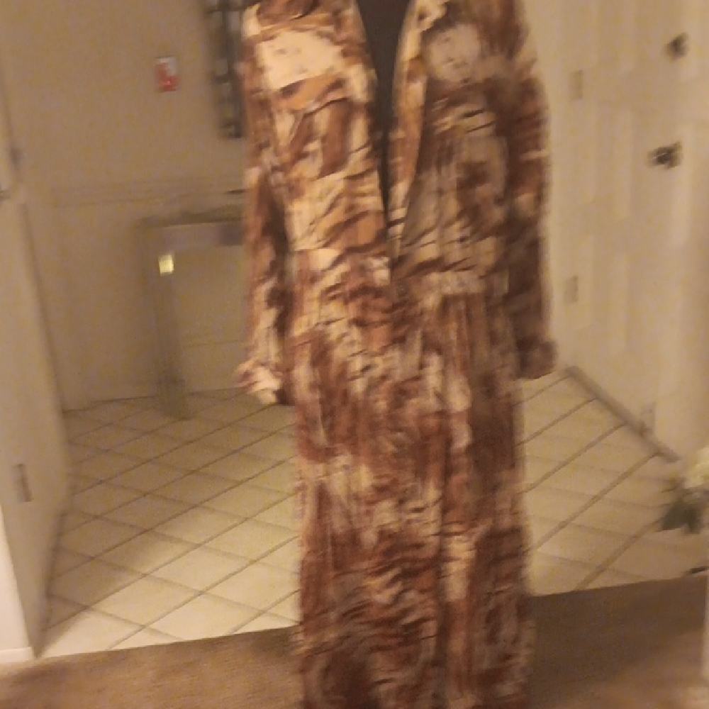 Newport Long Sleeve Dress with Brown Patterns